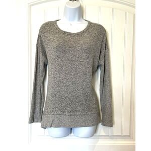 Cupio Womens Small Stretchy/ Relaxed Long Sleeve Heather Gray Round Neck Sweater